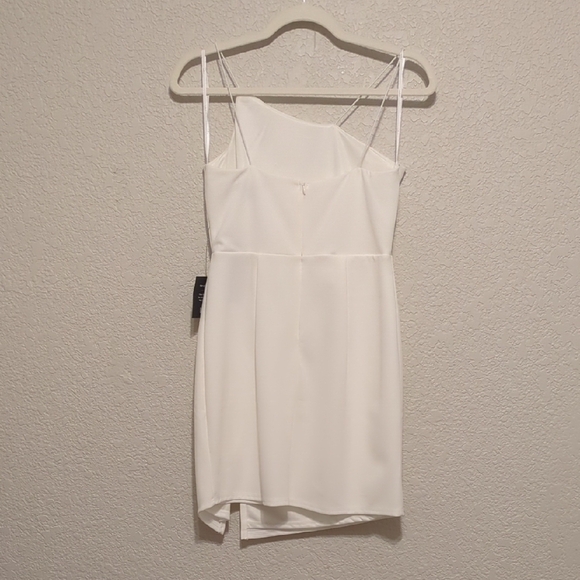 Lulu's Party for Two ivory white asymmetrical bodycon sleeveless mini dress - Picture 8 of 12